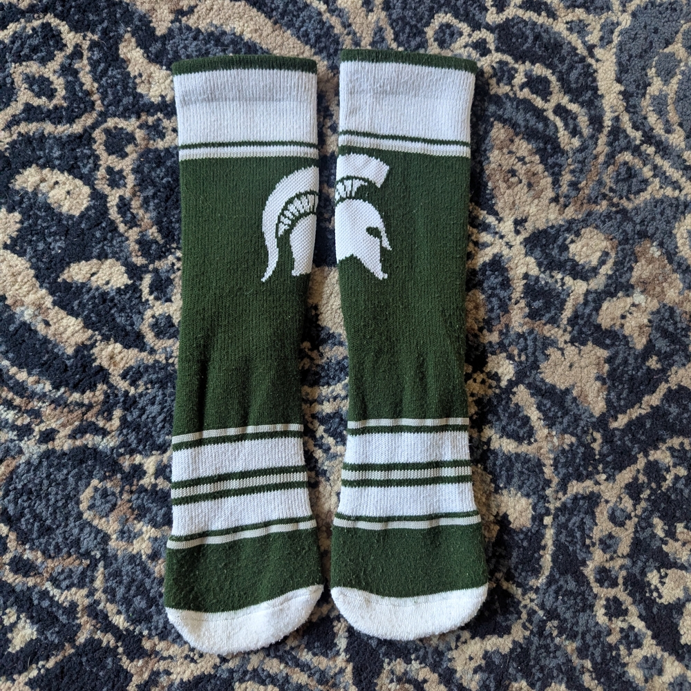 Green and White Athletic Socks
